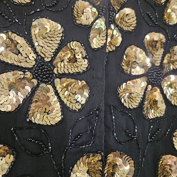Elegant Sténay Black and Gold Floral Sequin Blouse | 100% Silk | Size S - Picture 5 of 5